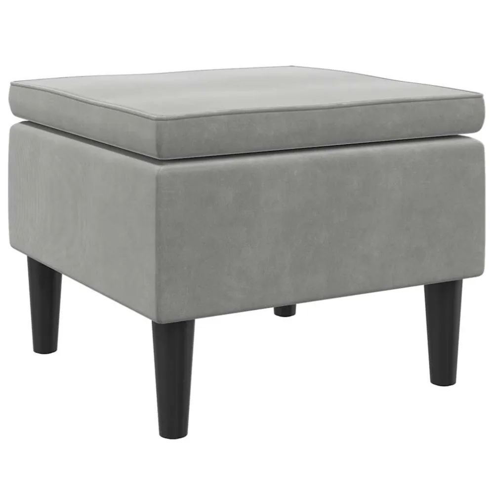 Poggiapiedi con Gambe Legno Grigio Chiaro Velluto