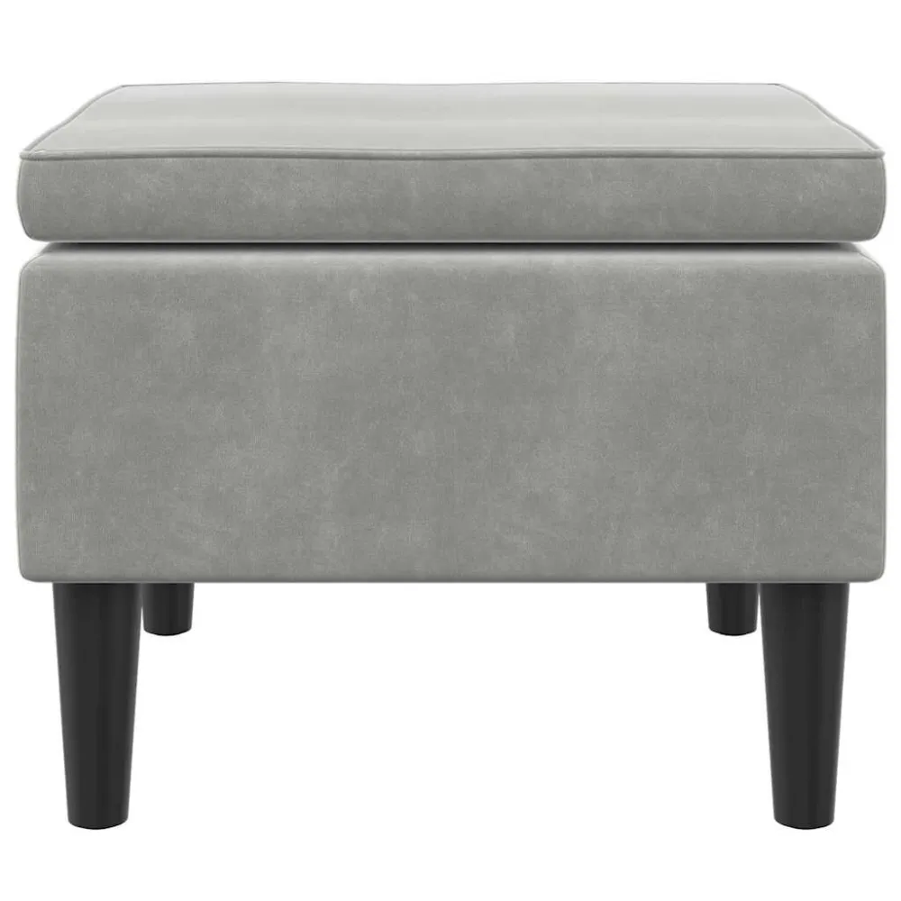 Poggiapiedi con Gambe Legno Grigio Chiaro Velluto
