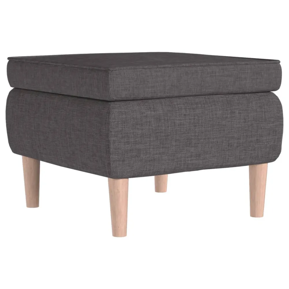 Poggiapiedi con Gambe Legno Grigio Scuro Tessuto