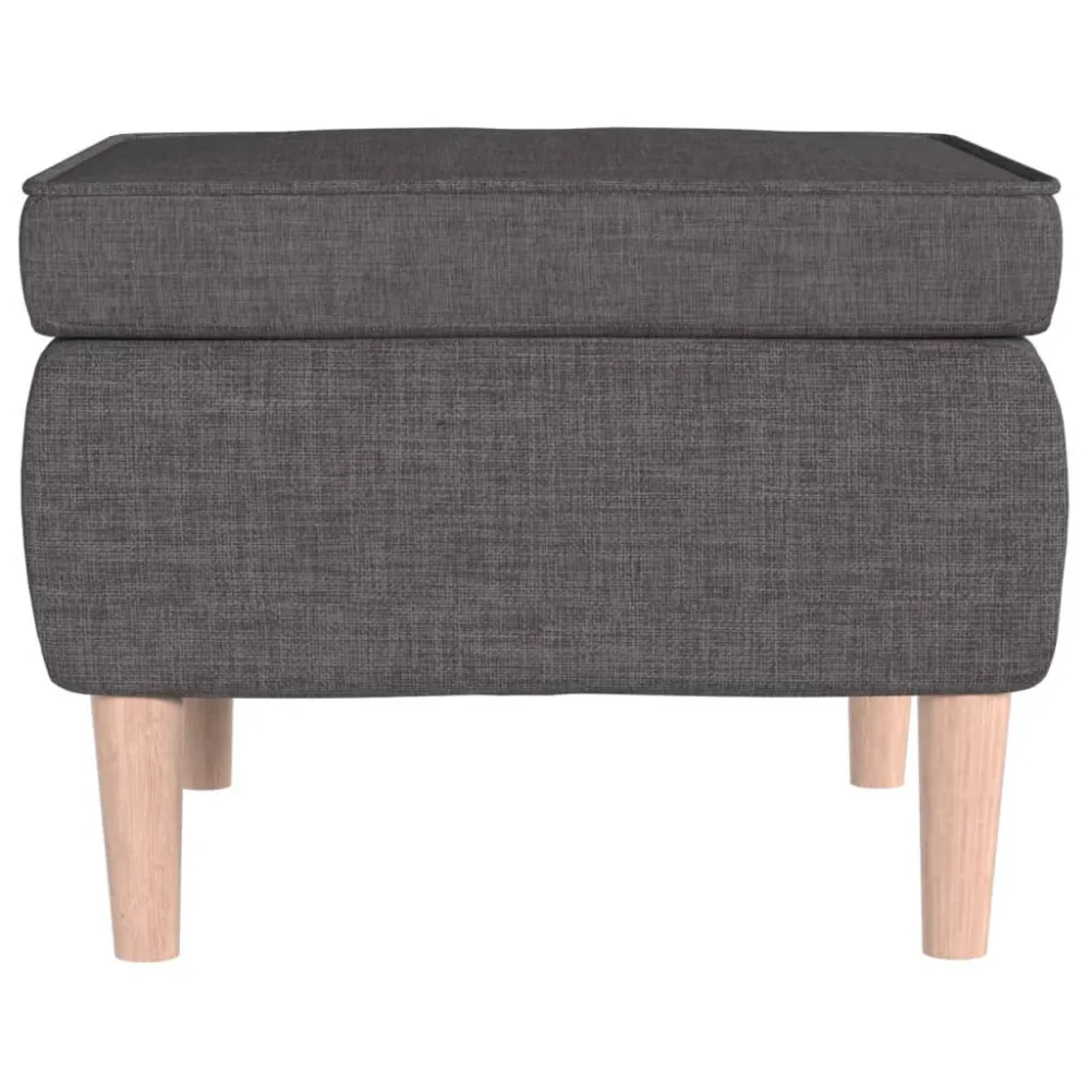 Poggiapiedi con Gambe Legno Grigio Scuro Tessuto