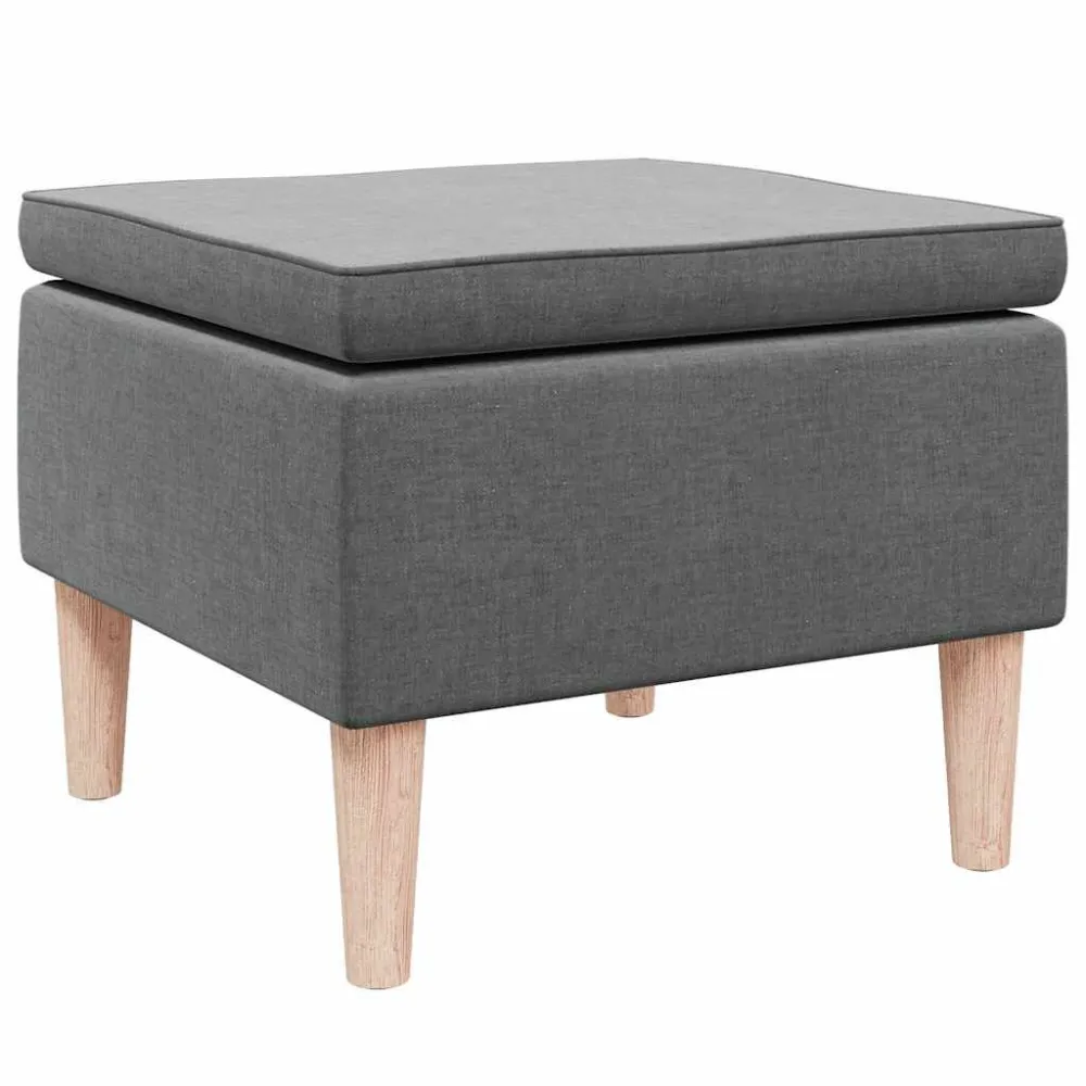 Poggiapiedi con Gambe Legno Grigio Scuro Tessuto