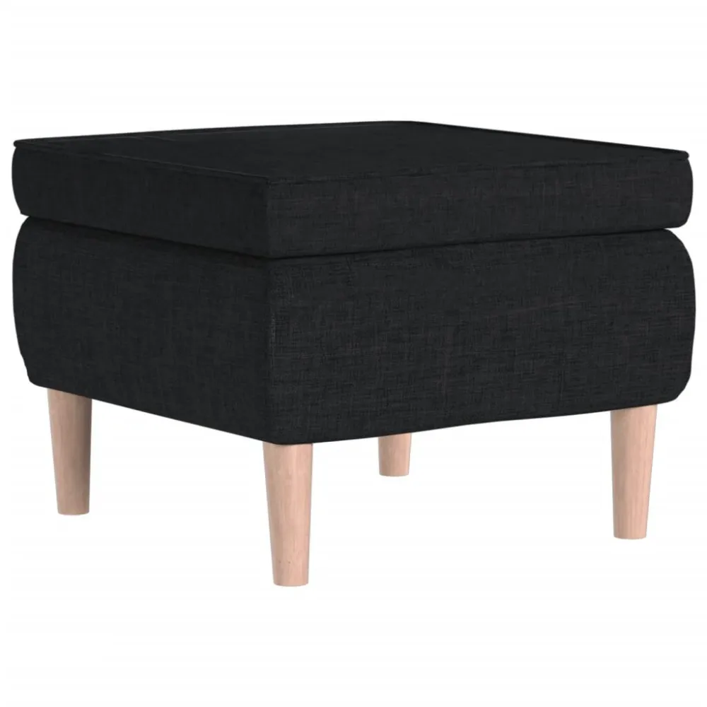 Poggiapiedi con Gambe Legno Nero Tessuto