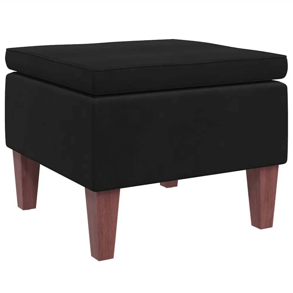 Poggiapiedi con Gambe Legno Nero Velluto
