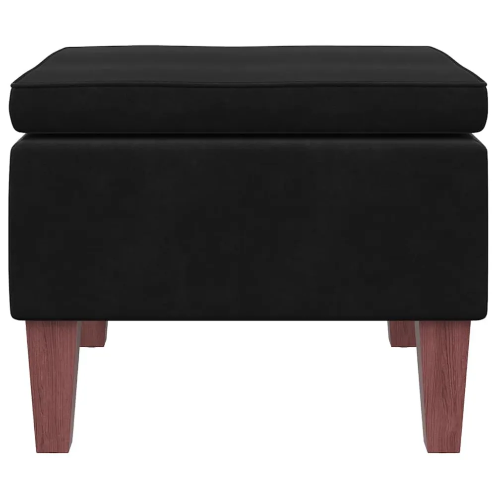 Poggiapiedi con Gambe Legno Nero Velluto