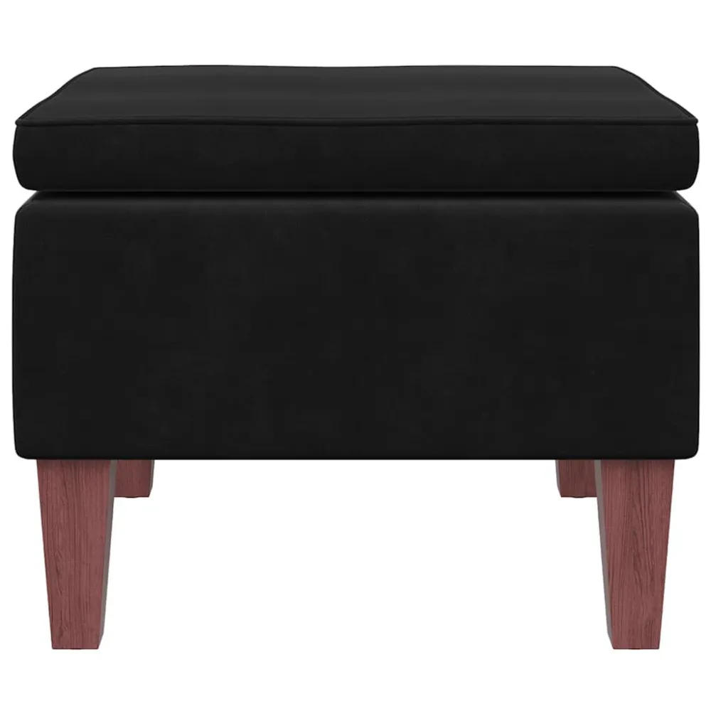 Poggiapiedi con Gambe Legno Nero Velluto