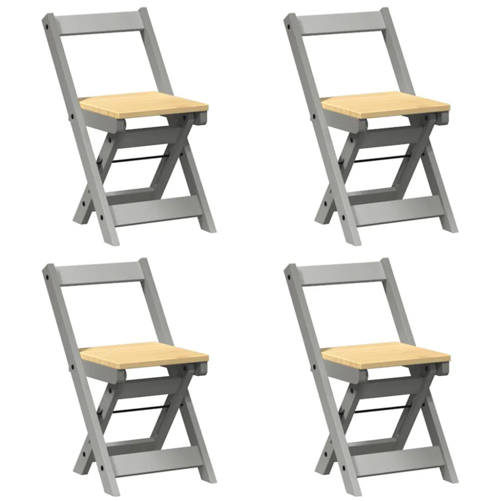 Sedie da Pranzo Pieghevoli 4 pz Corona Grigie Legno di Pino