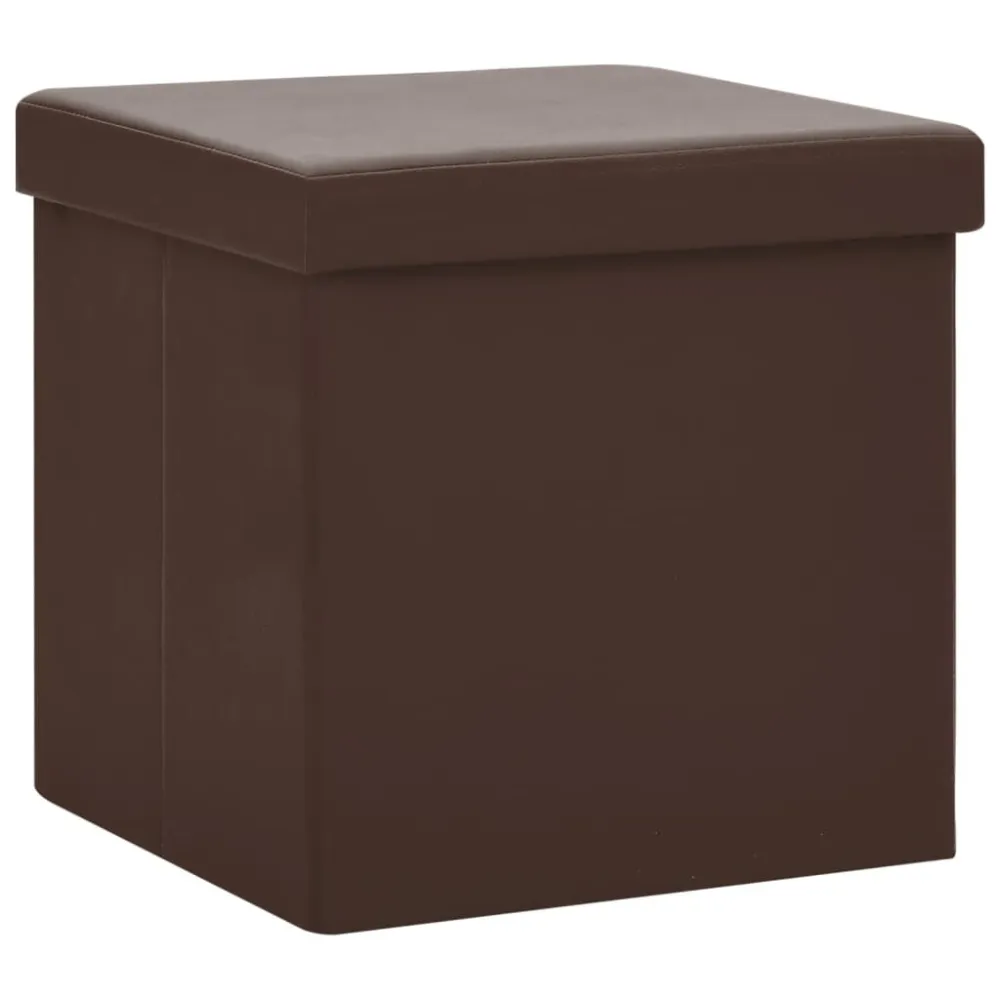 Sgabelli con Contenitore Pieghevoli 2 pz Marroni PVC