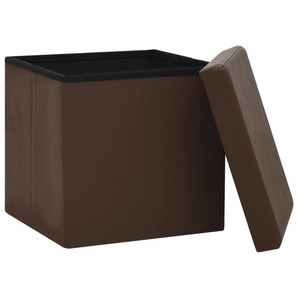 Sgabelli con Contenitore Pieghevoli 2 pz Marroni PVC