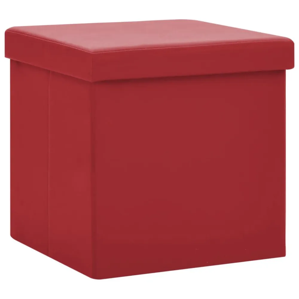 Sgabelli con Contenitore Pieghevoli 2 pz Rosso Vino PVC