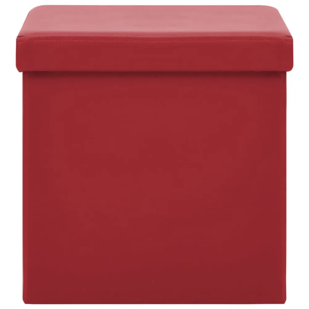 Sgabelli con Contenitore Pieghevoli 2 pz Rosso Vino PVC