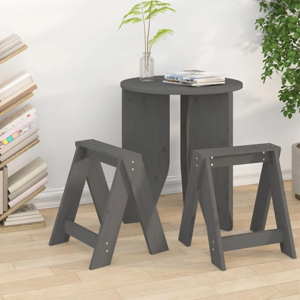 Sgabelli 2 pz grigio 40x40x45 cm Legno Massello di Pino