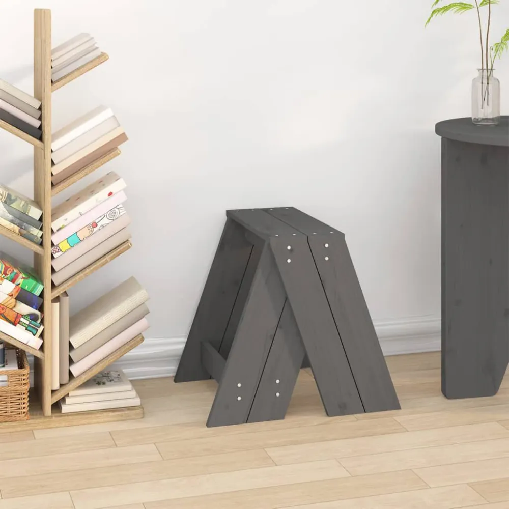 Sgabelli 2 pz grigio 40x40x45 cm Legno Massello di Pino