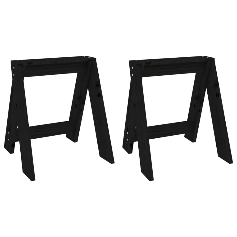 Sgabelli 2 pz Nero 40x40x45 cm Legno Massello di Pino