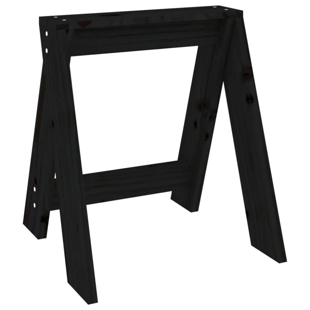 Sgabelli 2 pz Nero 40x40x45 cm Legno Massello di Pino