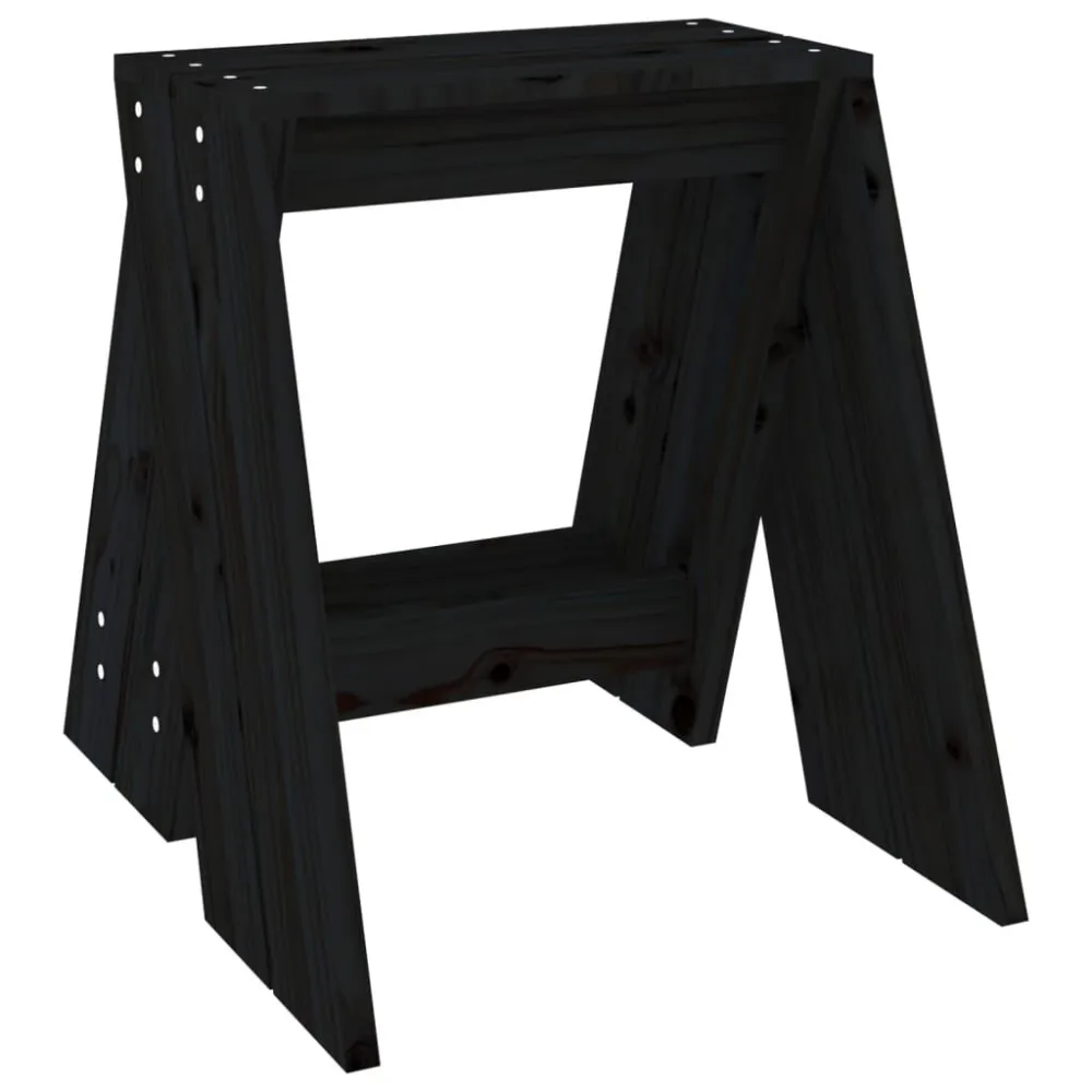 Sgabelli 2 pz Nero 40x40x45 cm Legno Massello di Pino