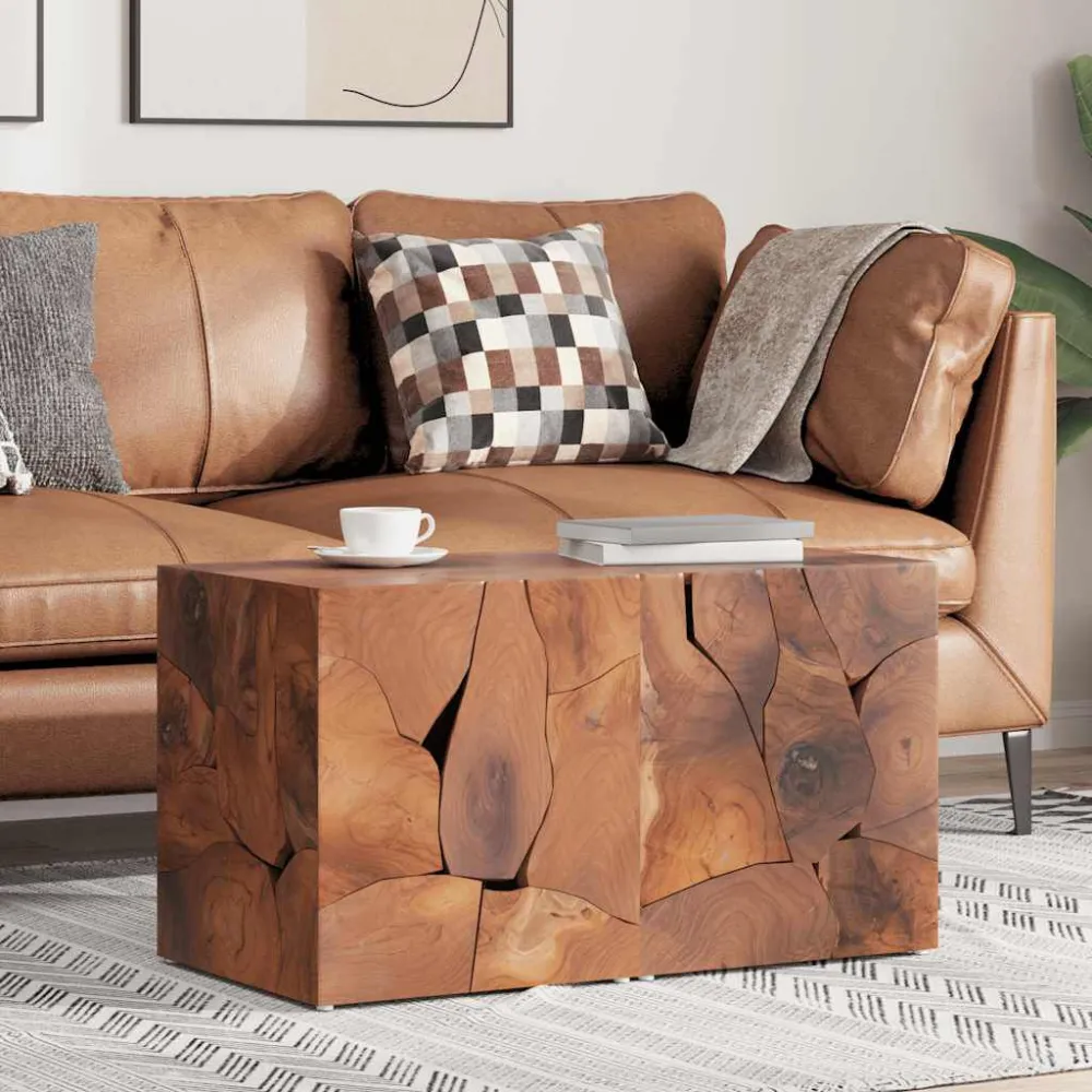 Sgabelli/Tavolino da Salotto Legno Massello di Tek 4 Pz