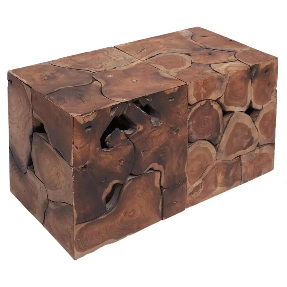 Sgabelli/Tavolino da Salotto Legno Massello di Tek 4 Pz