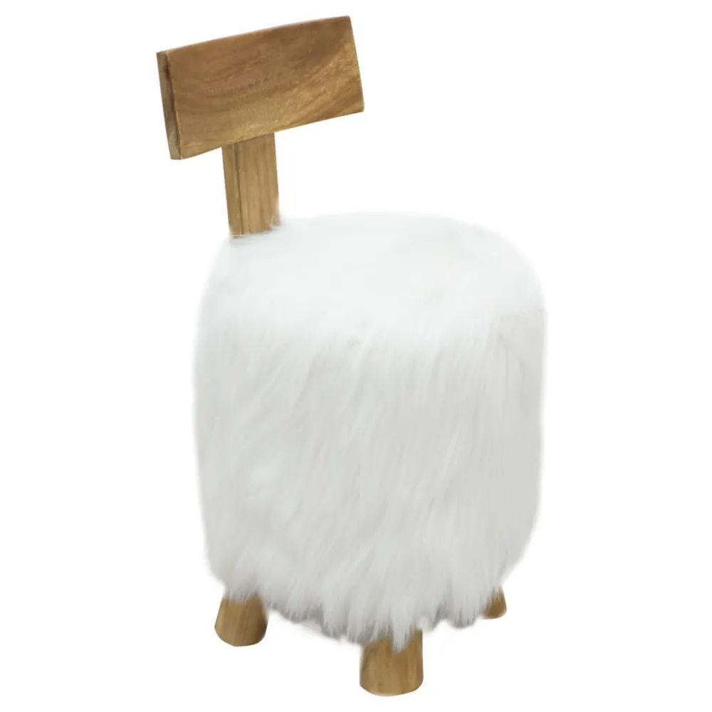 Sgabello Bianco Legno Massello di Teak