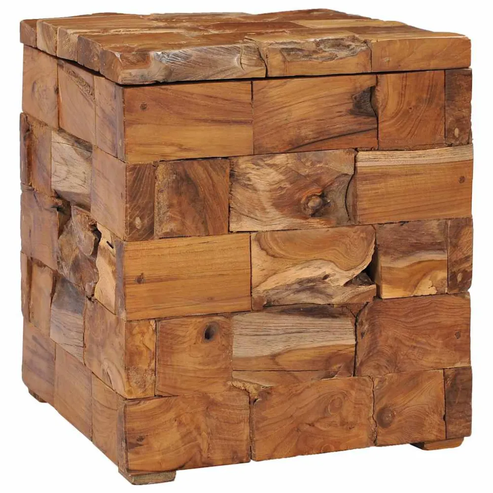 Sgabello con Contenitore Legno Massello di Teak