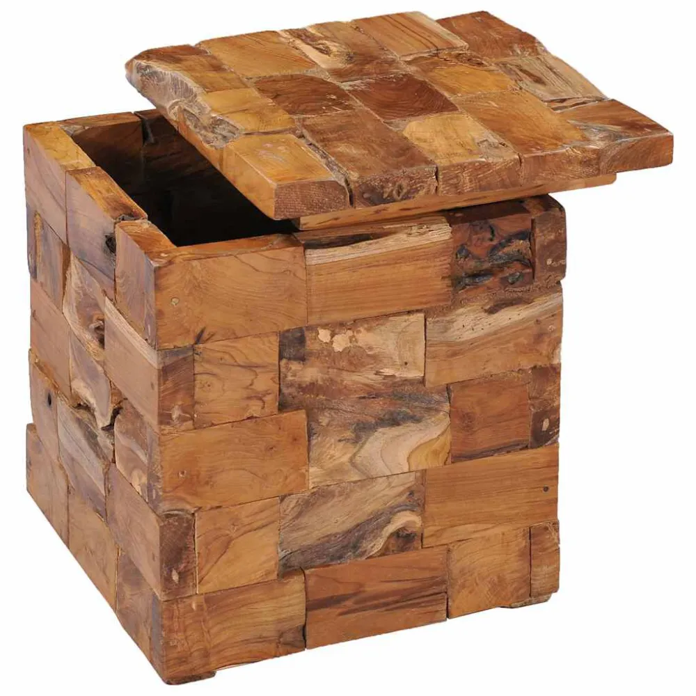 Sgabello con Contenitore Legno Massello di Teak