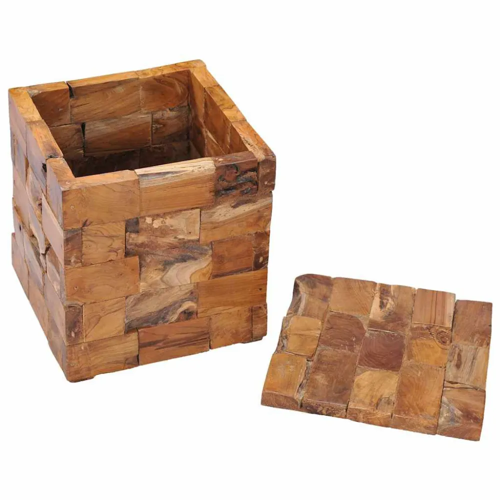 Sgabello con Contenitore Legno Massello di Teak