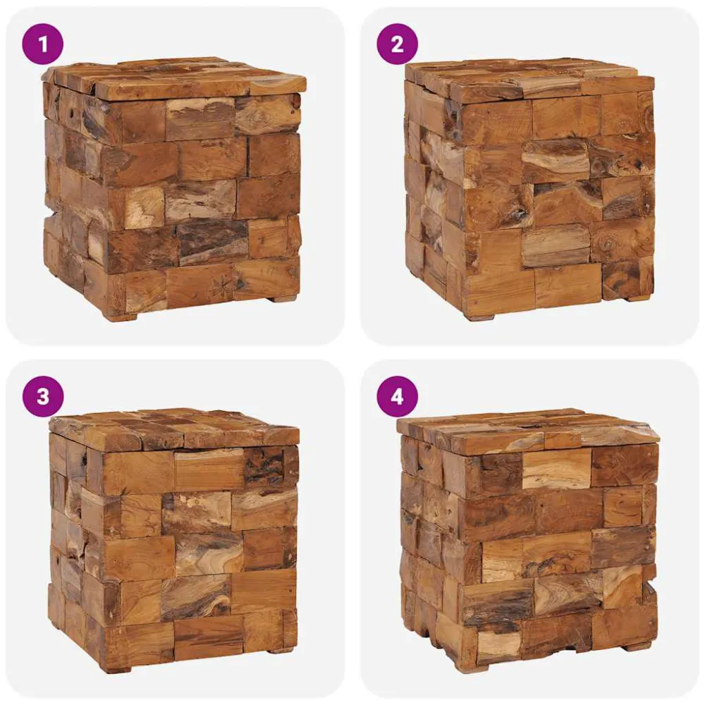 Sgabello con Contenitore Legno Massello di Teak