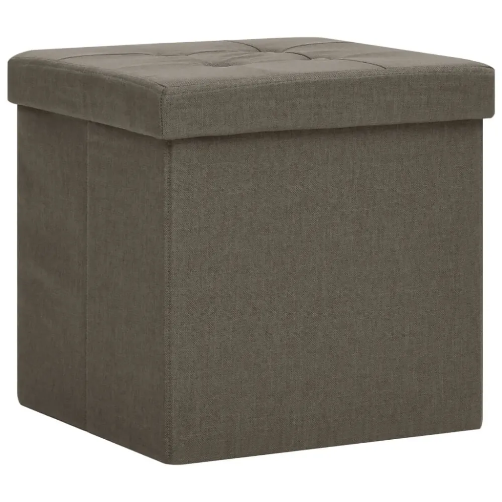 Sgabello con Contenitore Pieghevole Marrone Simil Lino