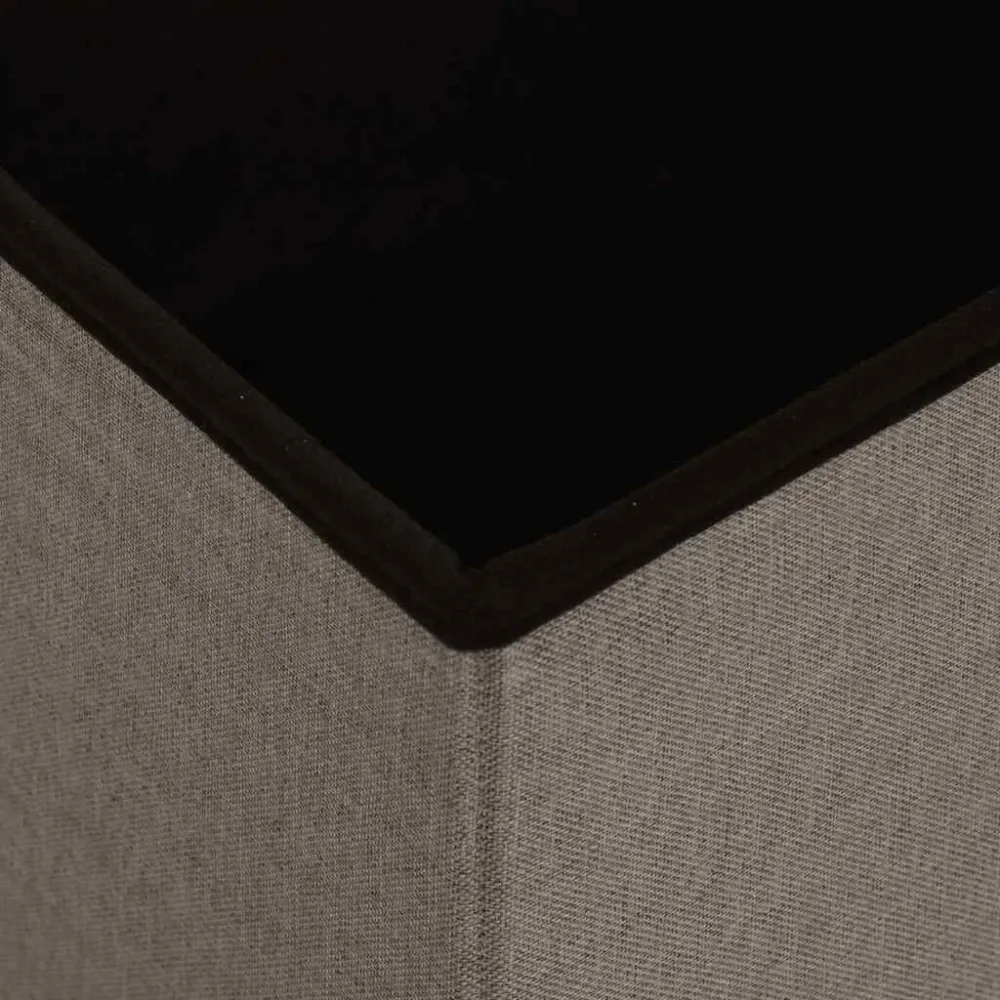 Sgabello con Contenitore Pieghevole Tortora Simil Lino