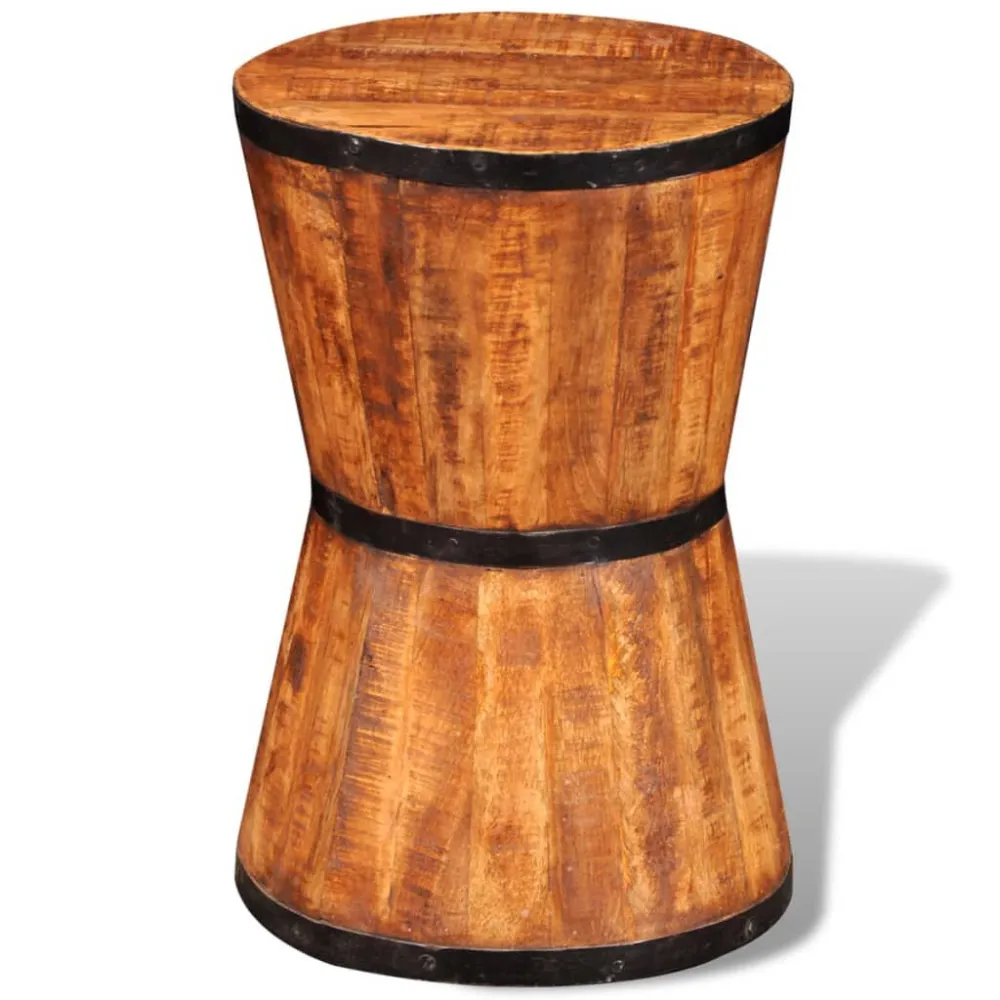 Sgabello Forma di Clessidra Massello Ruvido di Mango