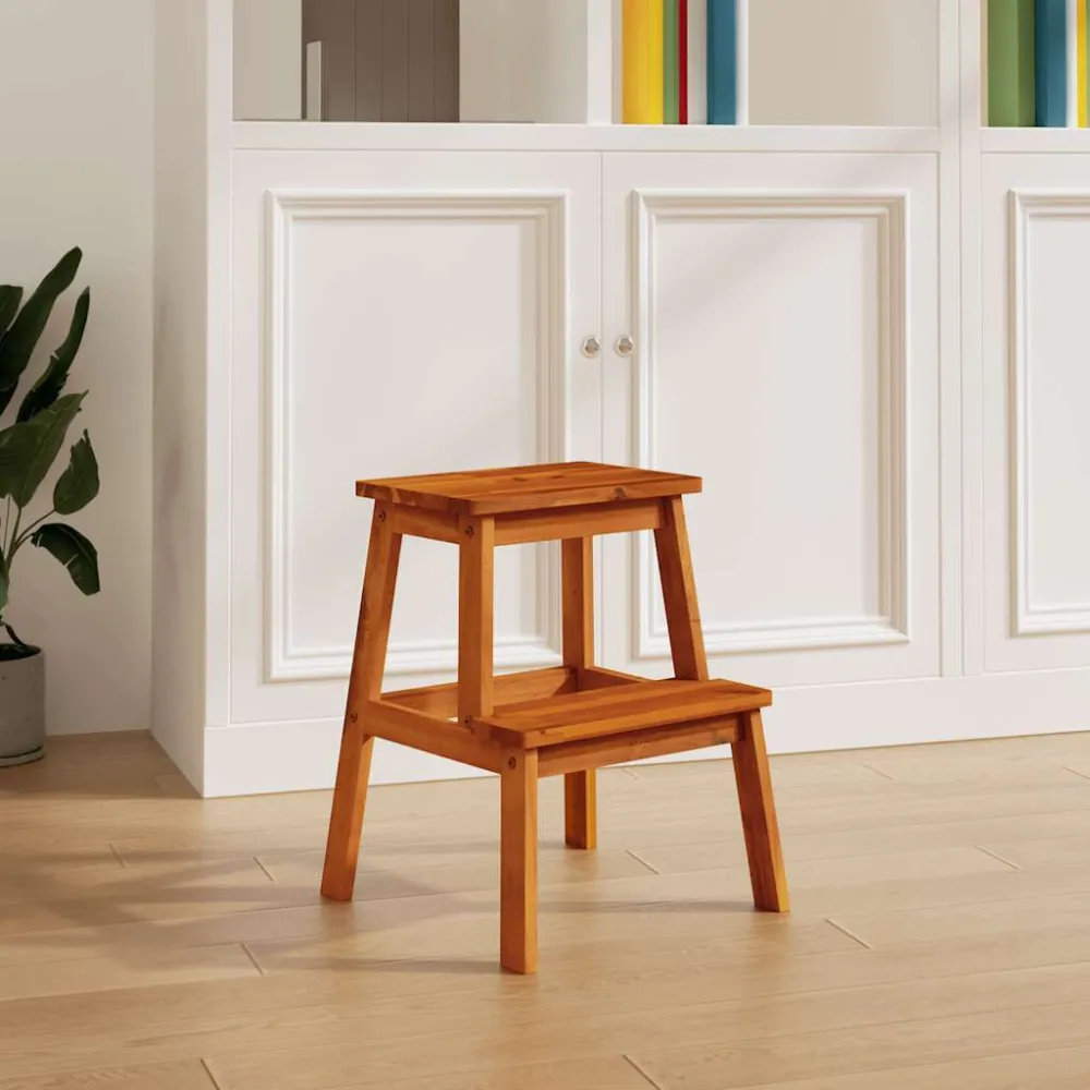 Sgabello 2 Gradini 40x38x50 cm Legno Massello di Acacia
