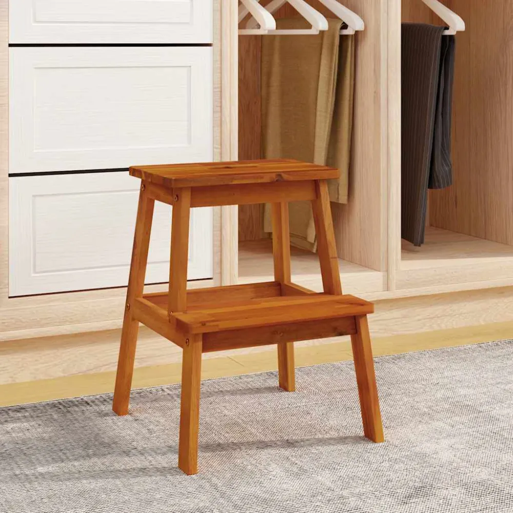 Sgabello 2 Gradini 40x38x50 cm Legno Massello di Acacia