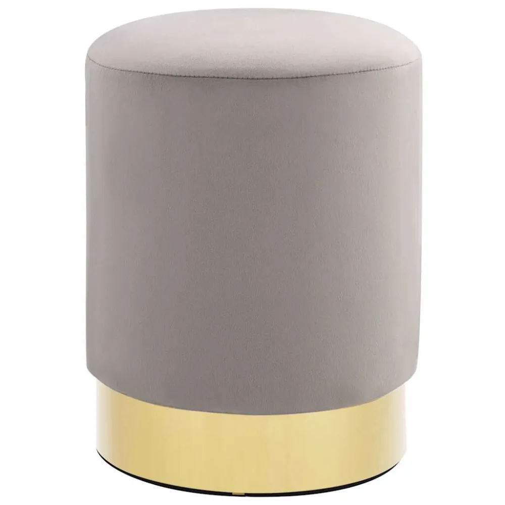 Sgabello Grigio Chiaro e Oro Velluto