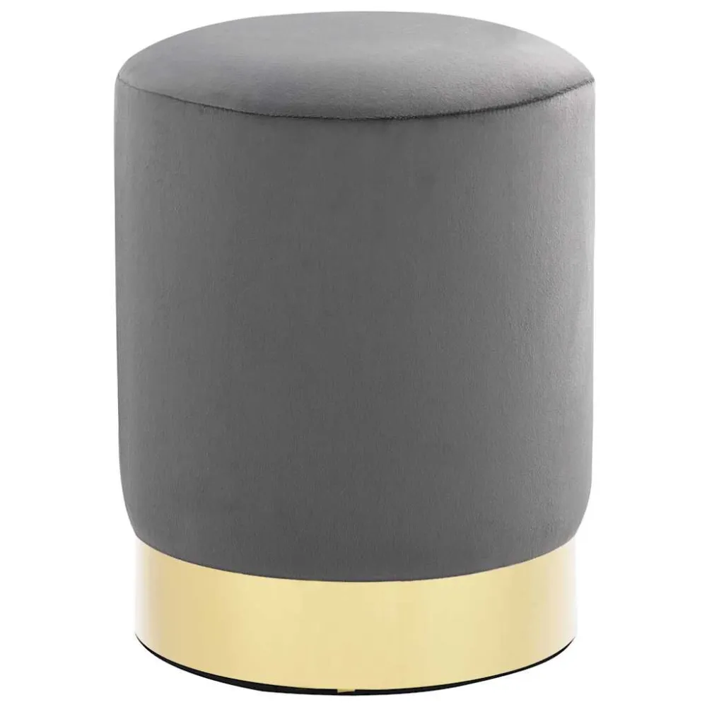 Sgabello Grigio Scuro e Oro Velluto