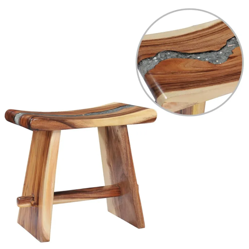 Sgabello Legno Massello di Suar e Poliresina