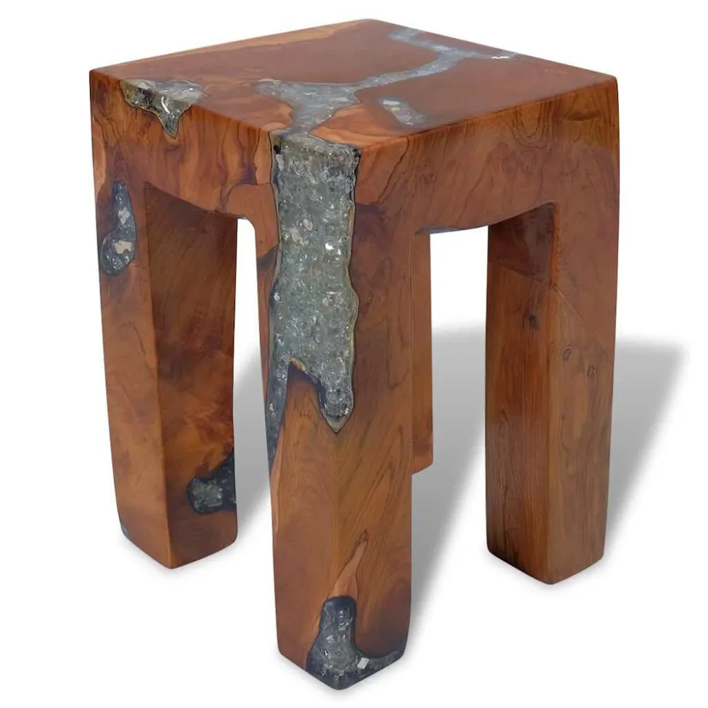 Sgabello Legno Massello di Teak e Resina