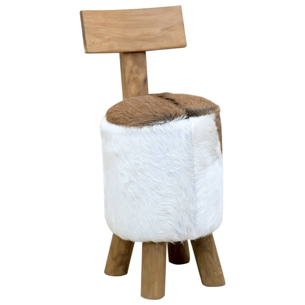 Sgabello Marrone Legno Massello di Teak