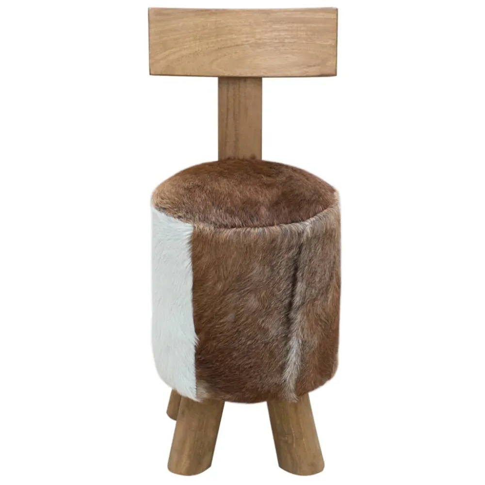 Sgabello Marrone Legno Massello di Teak
