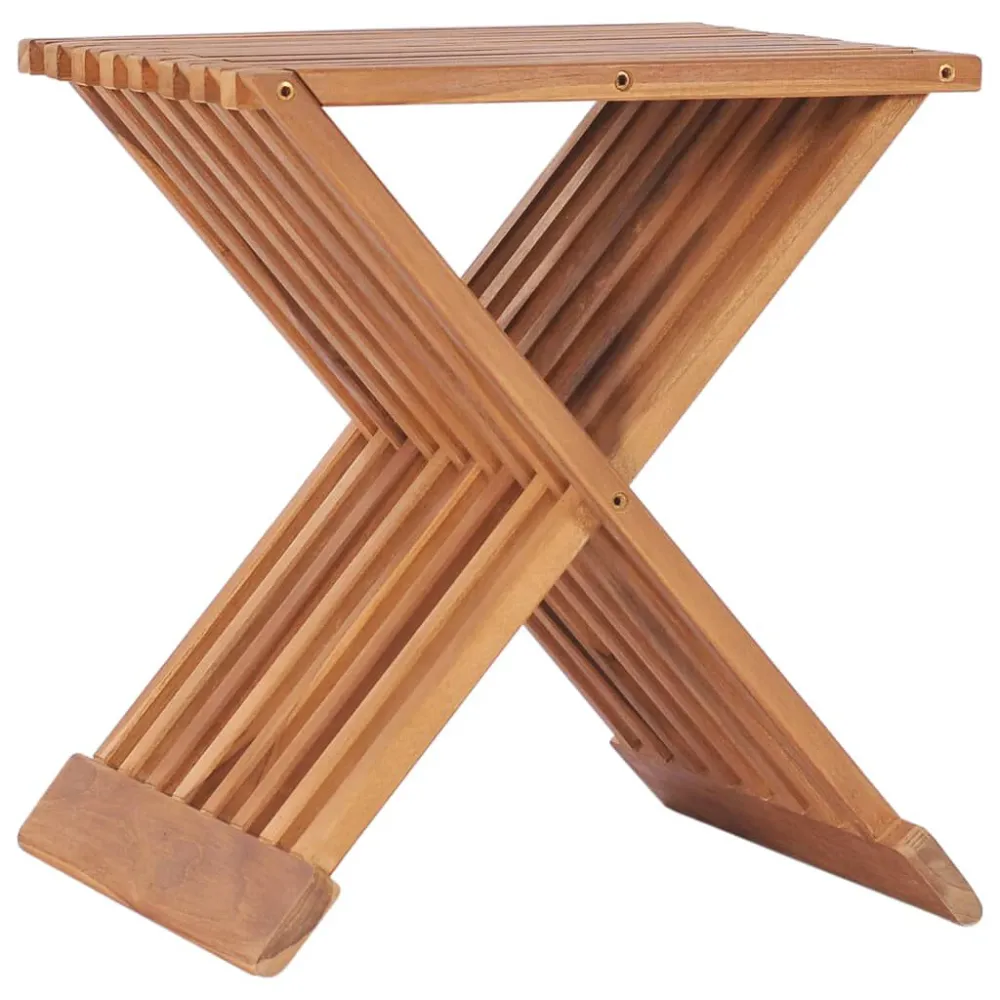 Sgabello Pieghevole 40x32x45 cm Legno Massello di Teak