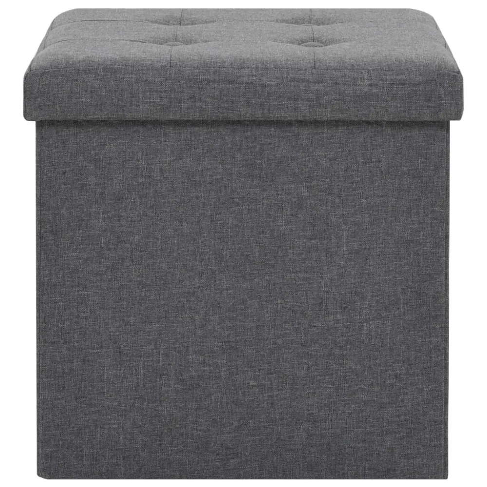 Sgabello Pieghevole con Contenitore Grigio Scuro Simil Lino