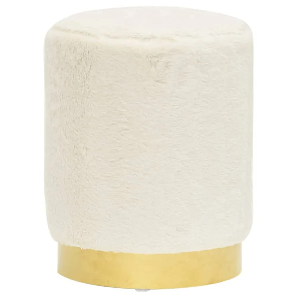 Sgabello Rotondo Bianco Peluche