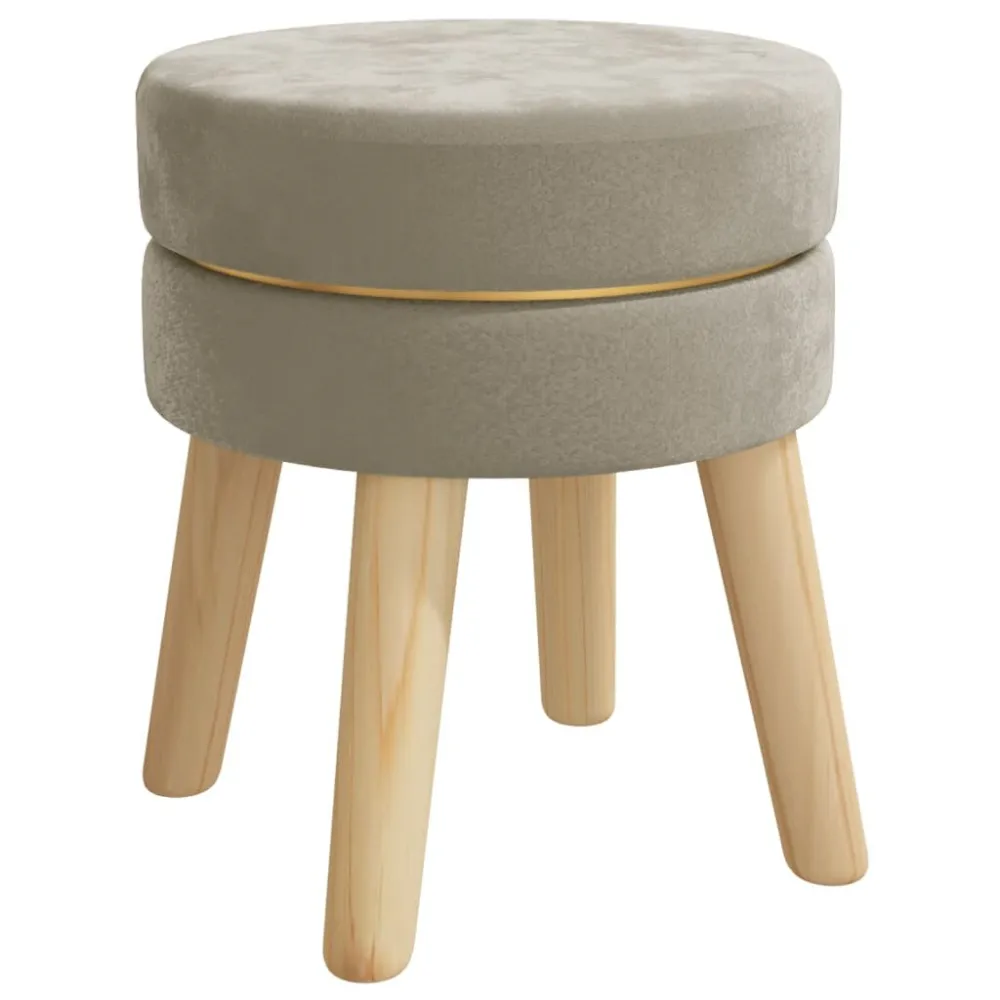 Sgabello Rotondo Grigio Scuro Velluto