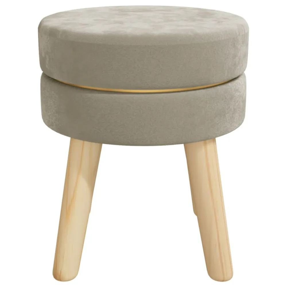 Sgabello Rotondo Grigio Scuro Velluto