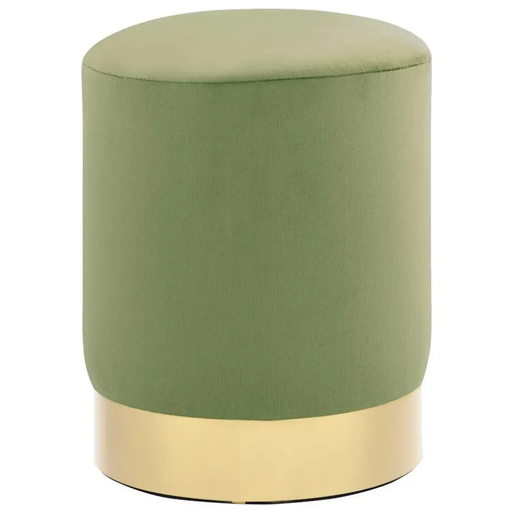 Sgabello Verde Senape e Oro Velluto
