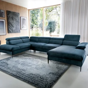 Sedia Ergonomica Divano letto Angolo destra panoramico Velluto Blu notte SEPINA Pascal Morabito