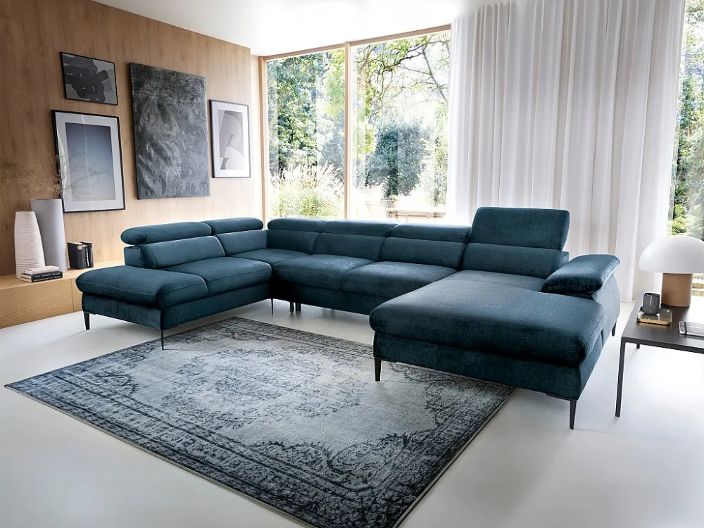 Sedia Ergonomica Divano letto Angolo destra panoramico Velluto Blu notte SEPINA Pascal Morabito