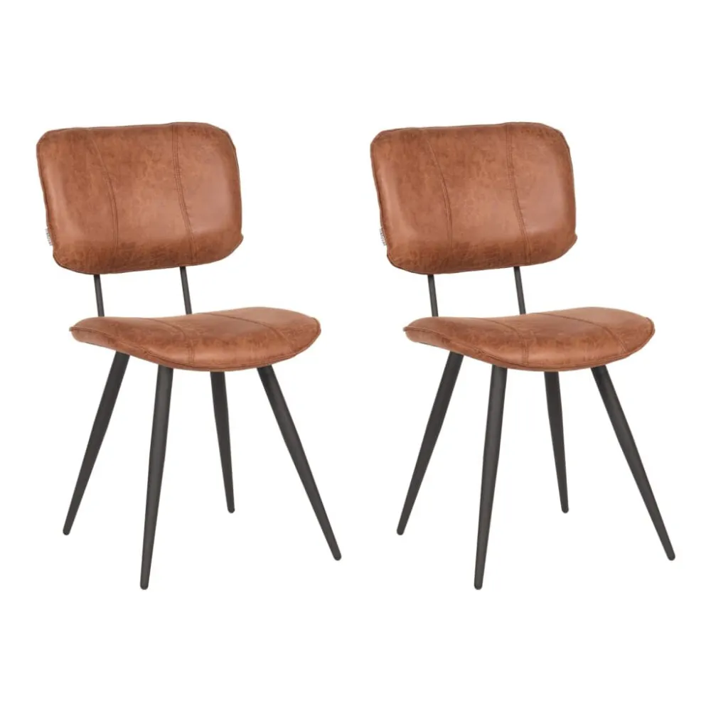 LABEL51 Sedie da Pranzo 2 pz Fos 49x60x87 cm Cognac