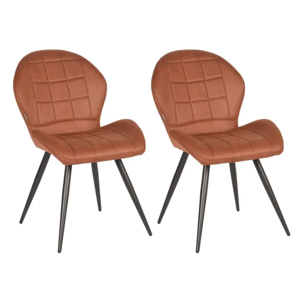 LABEL51 Sedie da Pranzo 2 pz Sil 51x64x87 cm Cognac Microfibra