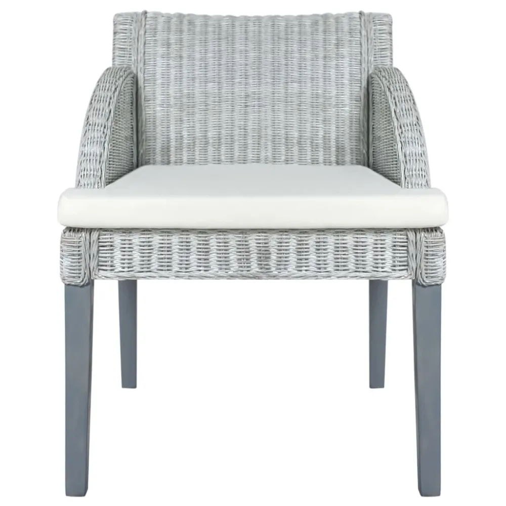 Sedia da Pranzo con Cuscino Grigio Rattan Naturale