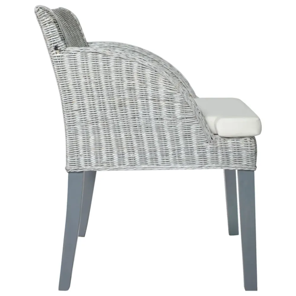 Sedia da Pranzo con Cuscino Grigio Rattan Naturale