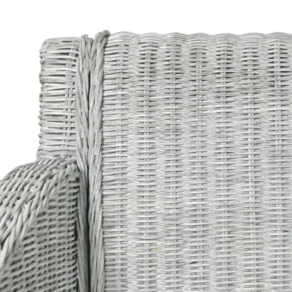 Sedia da Pranzo con Cuscino Grigio Rattan Naturale